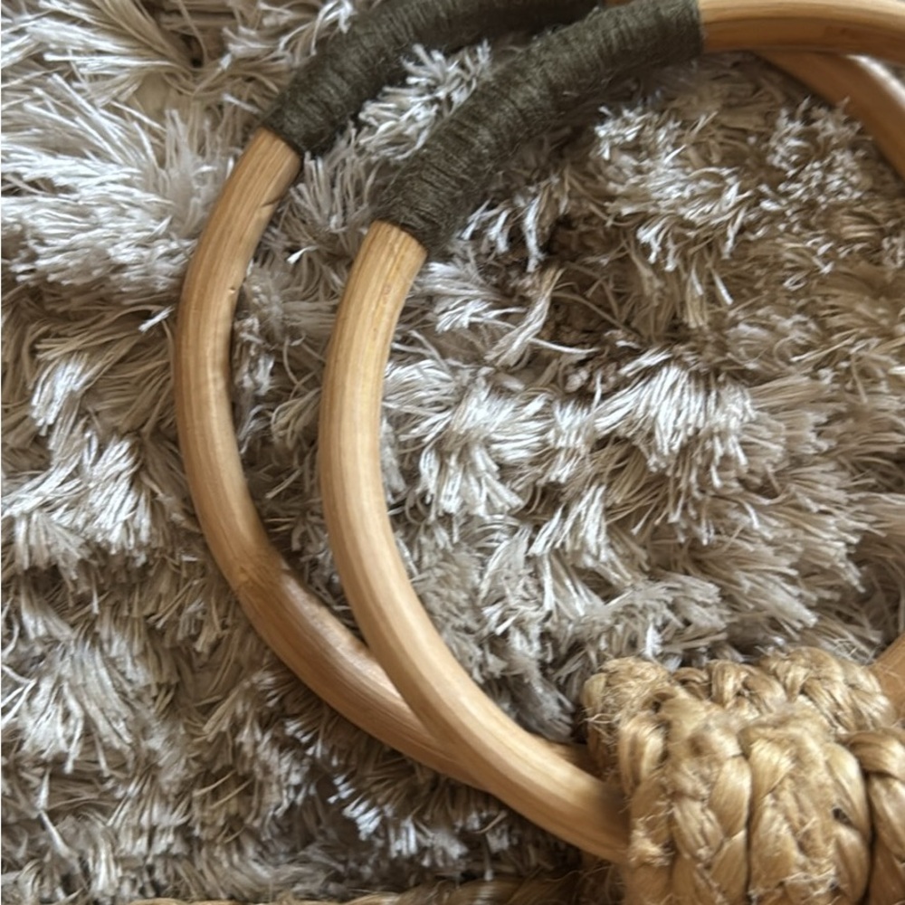 Woven Handle Bag with Wooden Rings